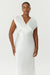 THIRD FORM SATIN CROSS OVER GATHER DRESS | POWDER WHITE