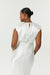THIRD FORM SATIN CROSS OVER GATHER DRESS | POWDER WHITE