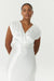 THIRD FORM SATIN CROSS OVER GATHER DRESS | POWDER WHITE