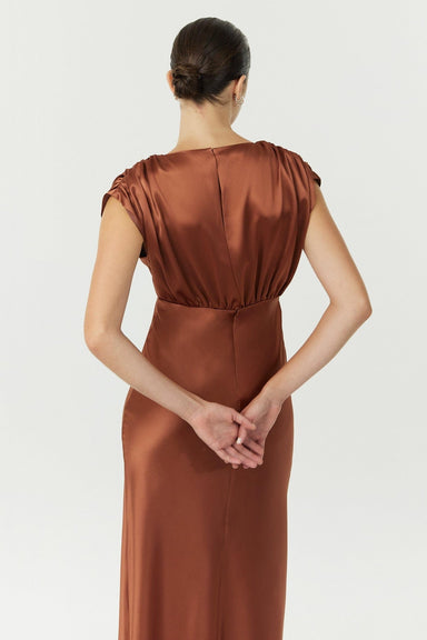 SATIN CROSS OVER GATHER DRESS | SPICE - THIRD FORM