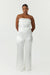 SATIN FLARE TROUSER | POWDER WHITE - THIRD FORM