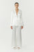 SATIN FLARE TROUSER | POWDER WHITE - THIRD FORM
