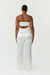 SATIN FLARE TROUSER | POWDER WHITE - THIRD FORM