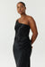 SATIN GATHER ONE SHOULDER DRESS | BLACK - THIRD FORM