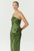 SATIN GATHER ONE SHOULDER DRESS | OLIVE - THIRD FORM