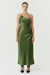SATIN GATHER ONE SHOULDER DRESS | OLIVE - THIRD FORM