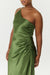 SATIN GATHER ONE SHOULDER DRESS | OLIVE - THIRD FORM