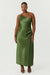 SATIN GATHER ONE SHOULDER DRESS | OLIVE - THIRD FORM