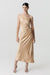 THIRD FORM SATIN GATHER ONE SHOULDER DRESS | SAND