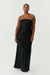 SATIN TIE BACK STRAPLESS MAXI | BLACK - THIRD FORM