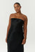 SATIN TIE BACK STRAPLESS MAXI | BLACK - THIRD FORM