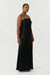 SATIN TIE BACK STRAPLESS MAXI | BLACK - THIRD FORM