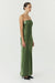 THIRD FORM SATIN TIE BACK STRAPLESS MAXI | OLIVE
