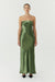 THIRD FORM SATIN TIE BACK STRAPLESS MAXI | OLIVE