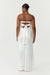 SATIN TIE BACK STRAPLESS MAXI | POWDER WHITE - THIRD FORM