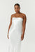 SATIN TIE BACK STRAPLESS MAXI | POWDER WHITE - THIRD FORM