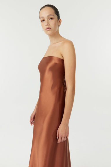 SATIN TIE BACK STRAPLESS MAXI | SPICE - THIRD FORM