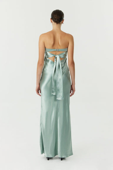 SATIN TIE BACK STRAPLESS MAXI | WAVE - THIRD FORM
