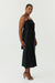 SATIN TIE BACK STRAPLESS MIDI | BLACK - THIRD FORM