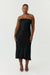 SATIN TIE BACK STRAPLESS MIDI | BLACK - THIRD FORM