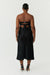 SATIN TIE BACK STRAPLESS MIDI | BLACK - THIRD FORM