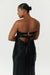 SATIN TIE BACK STRAPLESS MIDI | BLACK - THIRD FORM