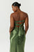 SATIN TIE BACK STRAPLESS MIDI | OLIVE - THIRD FORM