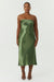 SATIN TIE BACK STRAPLESS MIDI | OLIVE - THIRD FORM