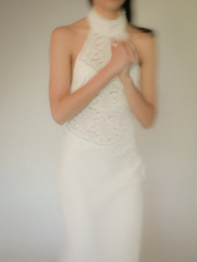 SERENADE LACE HALTER MAXI | GARDENIA - THIRD FORM