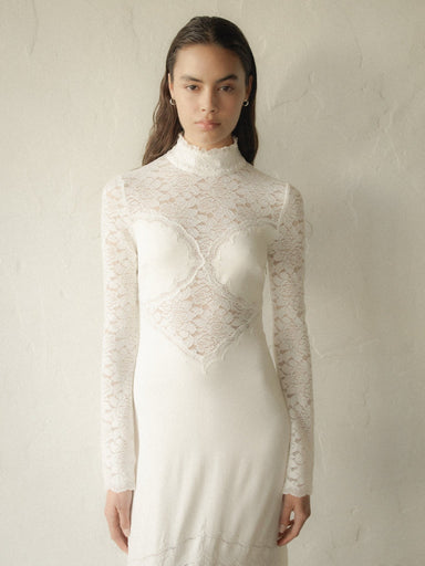 THIRD FORM SERENADE LACE LONG SLEEVE DRESS | GARDENIA