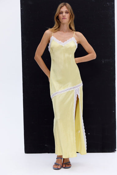 SEVIN LACE TRIM SLIP DRESS | LEMON - THIRD FORM