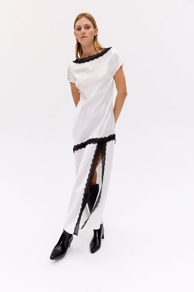 SEVIN LACE TRIM TEE DRESS | IVORY - THIRD FORM