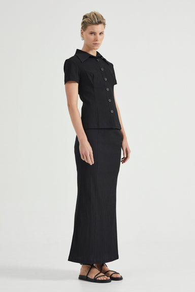 SKIPPING STONE MAXI SKIRT | BLACK - THIRD FORM
