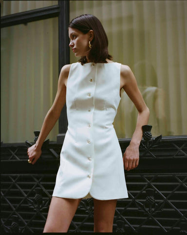 SKYLINE TAILORED MINI DRESS | WARM WHITE - THIRD FORM