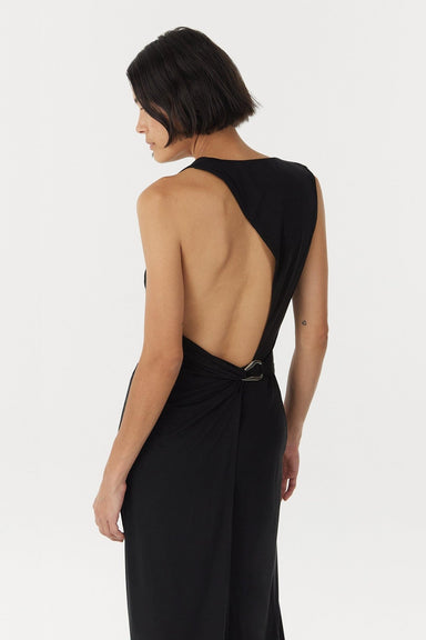 STIRLING TWIST ASYMMETRIC MAXI DRESS | BLACK - THIRD FORM