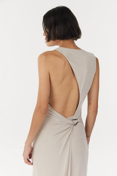 THIRD FORM STIRLING TWIST ASYMMETRIC MAXI DRESS | OYSTER GREY