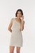 STIRLING TWIST ASYMMETRIC MINI DRESS | OYSTER GREY - THIRD FORM
