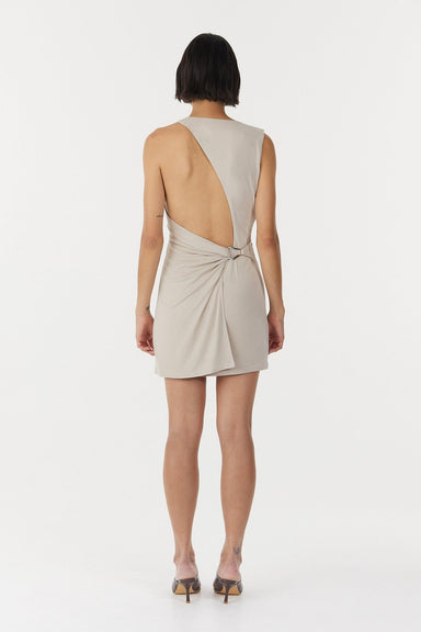 THIRD FORM STIRLING TWIST ASYMMETRIC MINI DRESS | OYSTER GREY