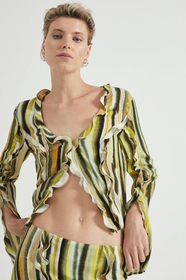 THIRD FORM STROKE FRILL BLOUSE | BRUSH STROKE