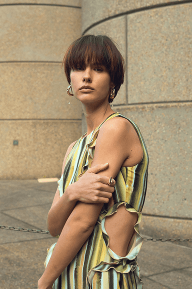 STROKE FRILL MAXI TANK DRESS | BRUSH STROKE - THIRD FORM