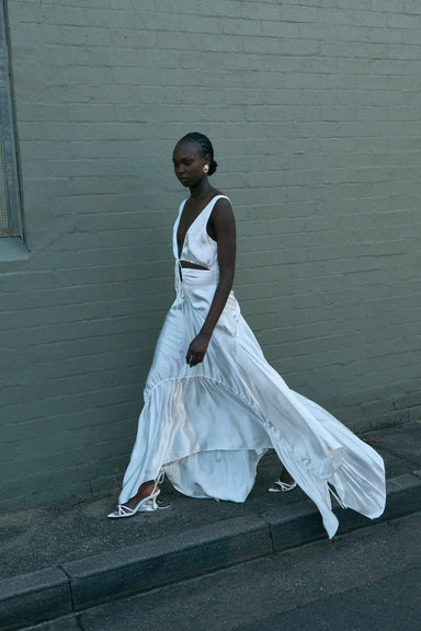 THIRD FORM TENSION SATIN MAXI DRESS | VEIL