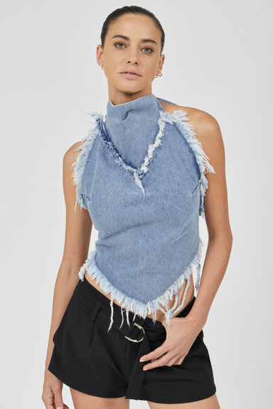 THIRD FORM TRACE DISTRESSED KITE TOP | FADED BLUE