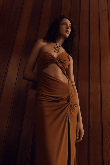 THIRD FORM TURN AROUND TWIST OUT MIDI | CAMEL
