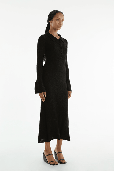 UNBOUND KNIT SHIRT DRESS | BLACK - THIRD FORM