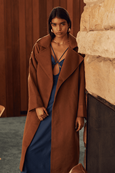 UNCOVER WOOLEN TRENCH COAT | CHESTNUT - THIRD FORM