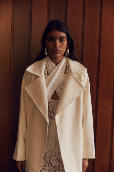 UNCOVER WOOLEN TRENCH COAT | CREAM - THIRD FORM