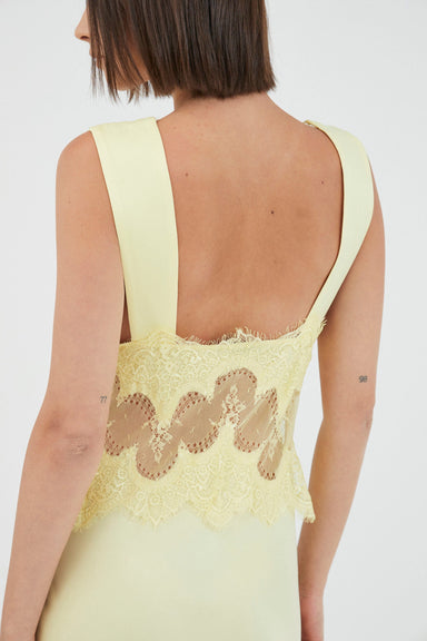 THIRD FORM VISIONS LACE DEEP V MAXI DRESS | DAFFODIL