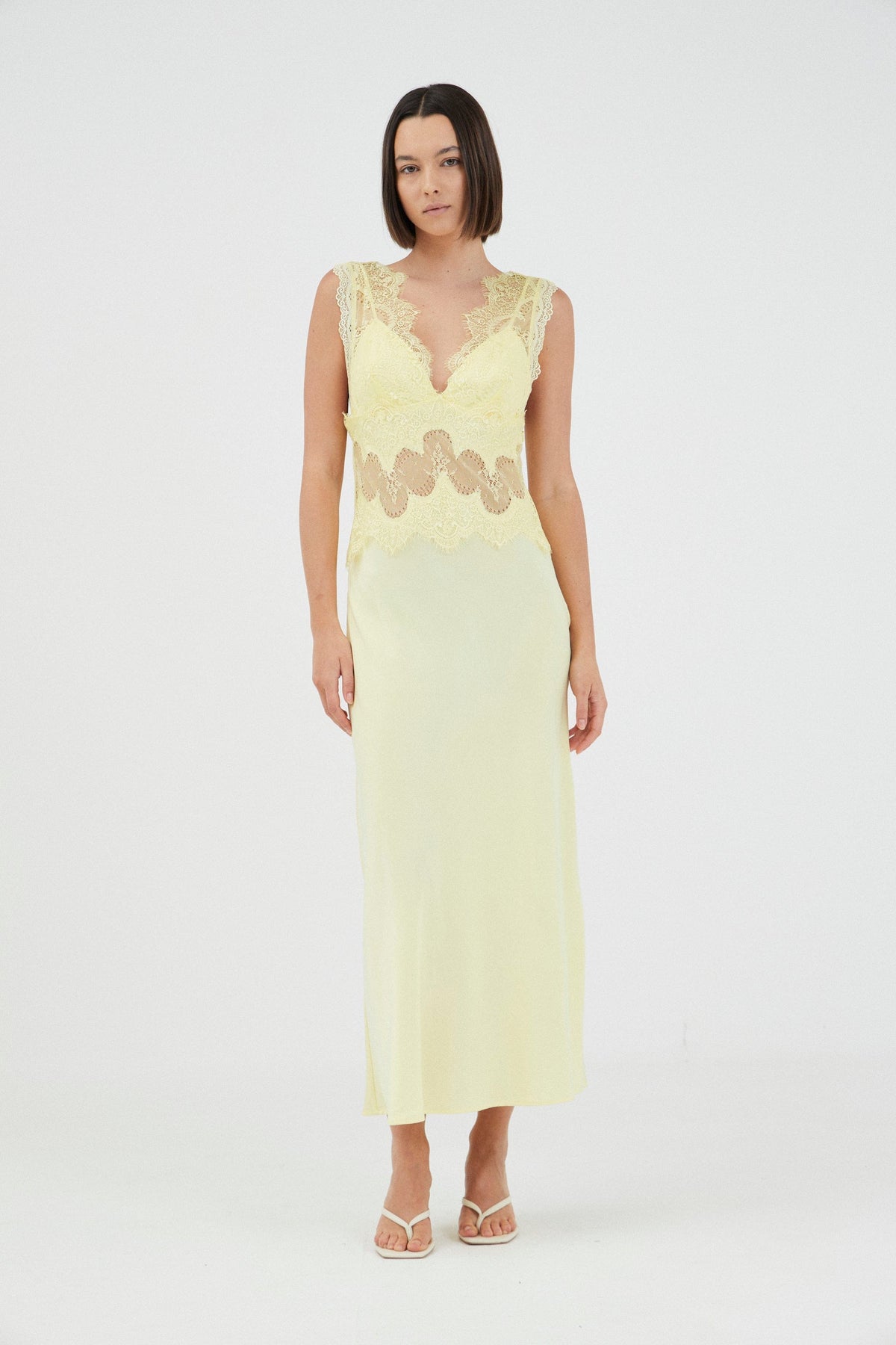 Visions Lace Deep V Neck Maxi Dress