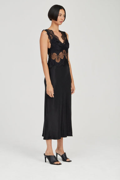 VISIONS LACE DEEP V MAXI DRESS | EBONY - THIRD FORM