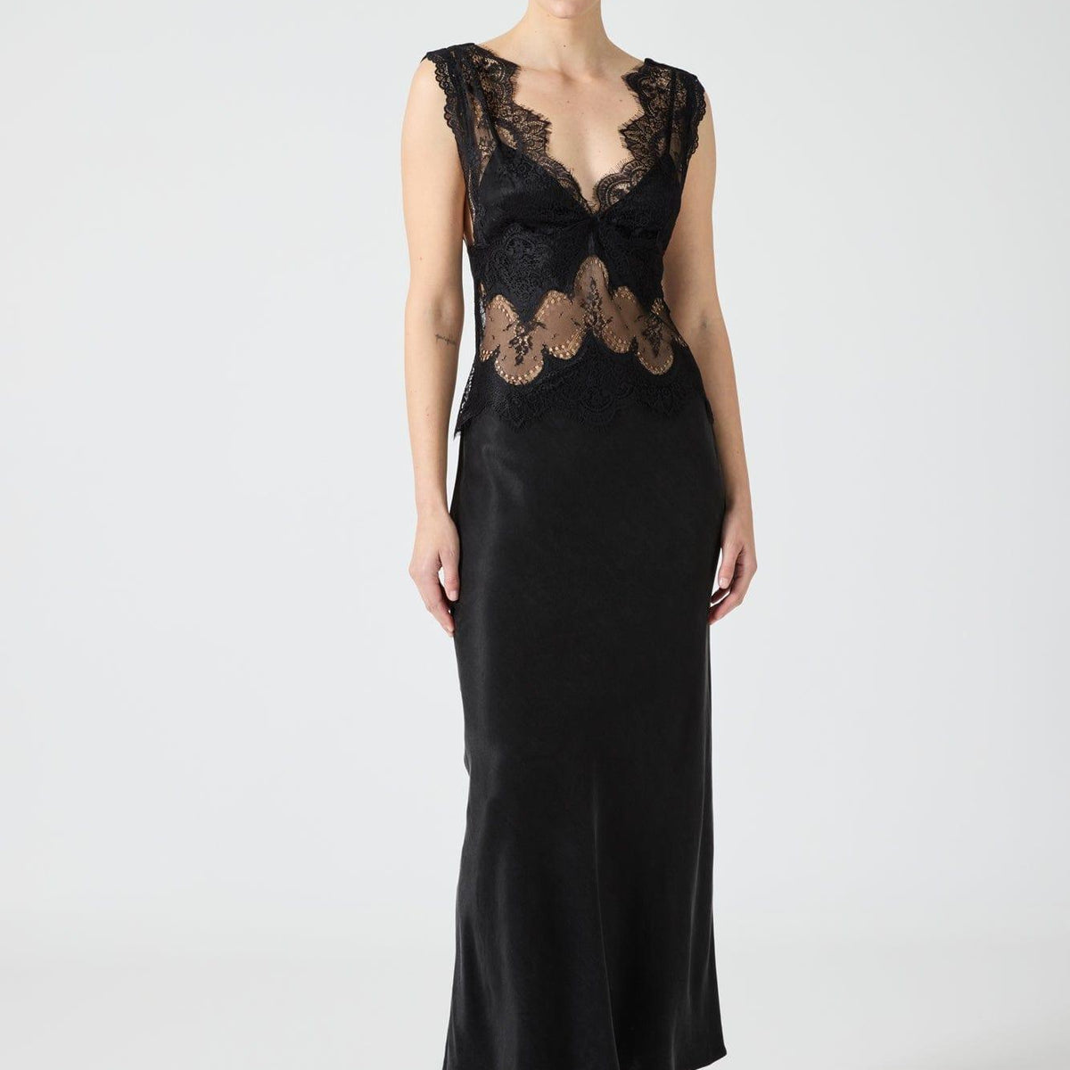 Janano Lace Deep V Maxi Dress - Black main image 1